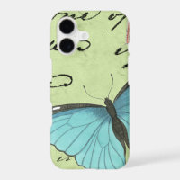 Blue-Winged Butterfly on Teal Postcard