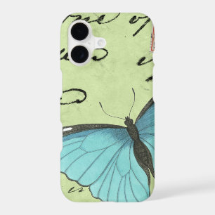 Blue-Winged Butterfly on Teal Postcard
