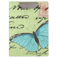 Blue-Winged Butterfly on Teal Postcard
