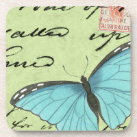 Blue-Winged Butterfly on Teal Postcard