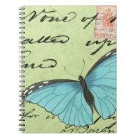 Blue-Winged Butterfly on Teal Postcard