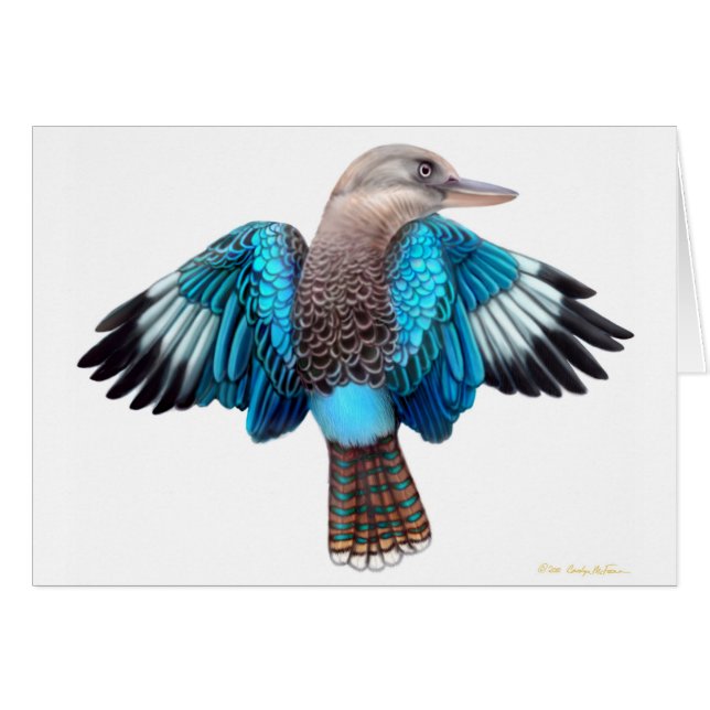 Blue Winged Kookaburra Card (Front Horizontal)