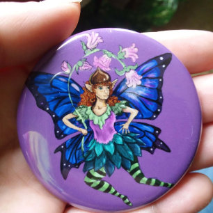 Blue Winged Pixie 1 Inch Round Button