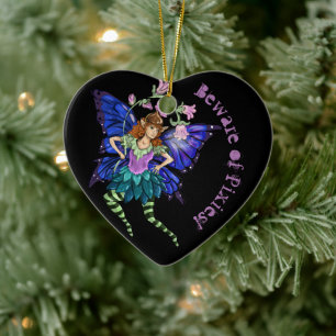 Blue Winged Pixie Ceramic Ornament