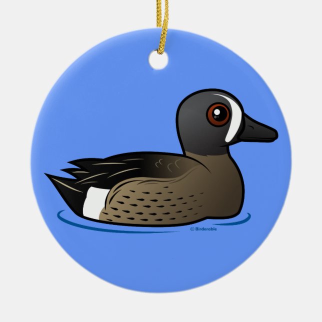 Blue-winged Teal Ceramic Ornament (Front)