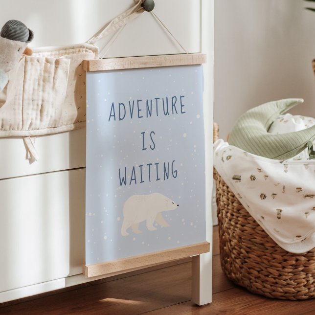 Blue Winter | Adventure Is Waiting Nursery Decor Hanging Tapestry (Blue Winter | Adventure Is Waiting Nursery Decor Hanging Tapestry)