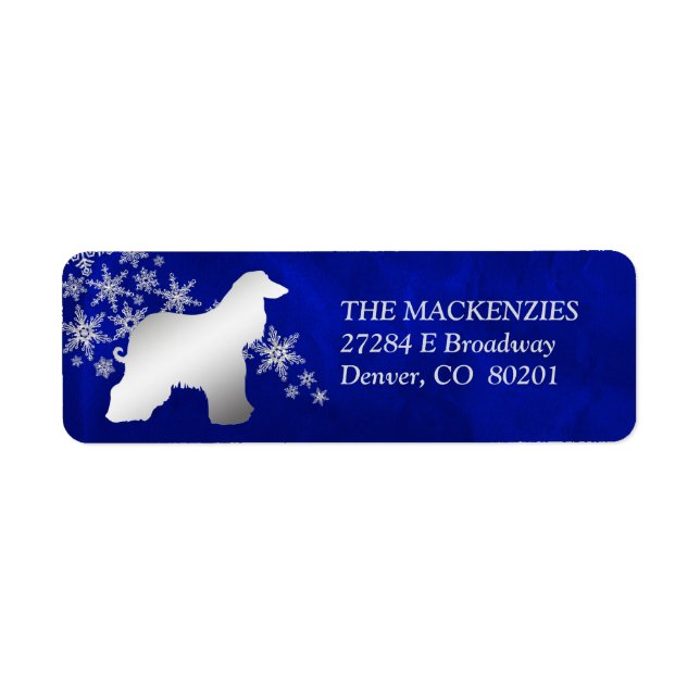 Blue Winter Afghan Hound Adresse de retour (Devant)
