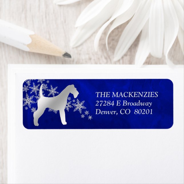 Blue Winter Airedale Return Address (Insitu)