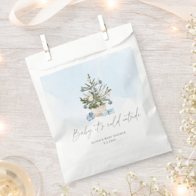Blue winter baby its cold outside baby shower favour bag (Clipped)