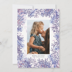 Blue Winter Berries Christmas Holiday Photo Card
