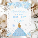 Blue Winter Blonde Hair Princess Sweet Sixteen Card<br><div class="desc">This elegant and glamourous birthday card can be personalized with a name or title such as daughter, granddaughter, niece, friend etc. The design features a beautiful princess with blonde hair and fair skin in a blue ball gown. The text combines handwritten script and modern sans serif fonts for a classy...</div>