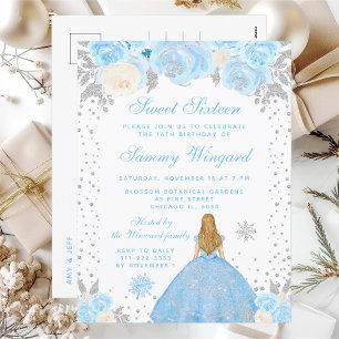 Blue Winter Blonde Hair Princess Sweet Sixteen Postcard