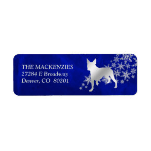 Blue Winter Boston Terrier Adresse de retour