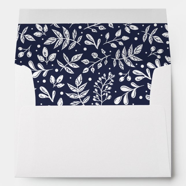 Blue Winter Botanical with Merry Christmas Address Envelope (Back (Bottom))