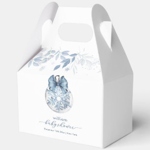 Blue Winter Bow Snowflake Ornament Baby Shower Favor Box