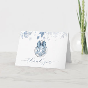 Blue Winter Bow Snowflake Ornament Baby Shower  Thank You Card
