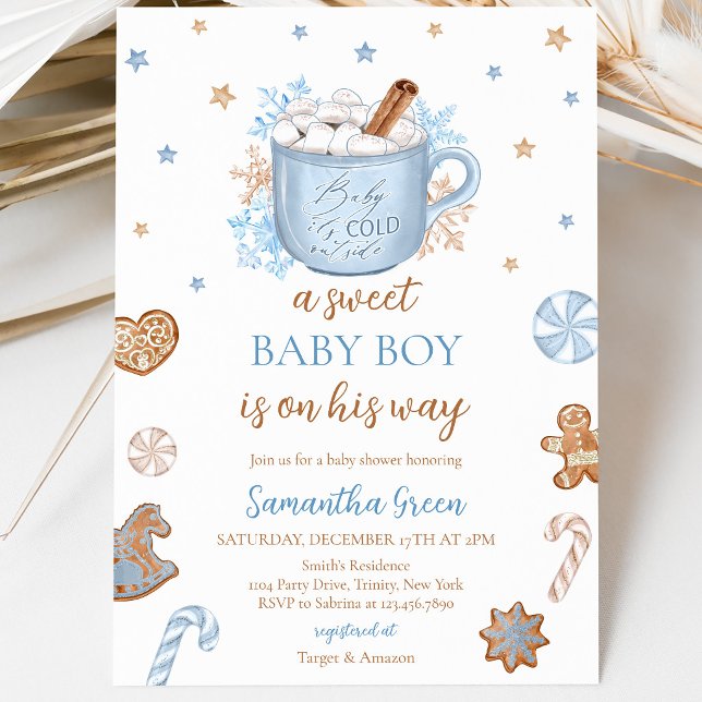 Blue Winter Boy Baby Shower Invitation (Creator Uploaded)