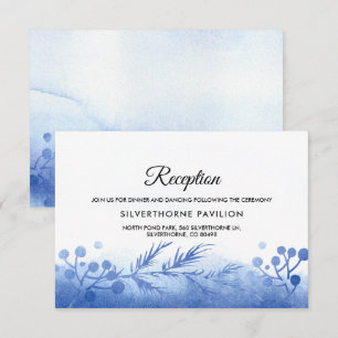 Blue Winter Branches Wedding Reception Cards