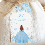 Blue Winter Brown Hair Princess Birthday Party Gift Tags<br><div class="desc">This elegant and glamourous gift tag can be personalized with a name or title such as daughter, granddaughter, niece, friend etc. The design features a beautiful princess with brown hair and fair skin in a blue ball gown. The text combines handwritten script and modern sans serif fonts for a classy...</div>