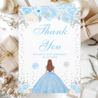 Blue Winter Brown Hair Princess Birthday Party