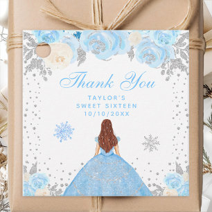 Blue Winter Brown Hair Princess Sweet Sixteen Favour Tags
