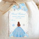 Blue Winter Brown Hair Princess Sweet Sixteen Gift Tags<br><div class="desc">This elegant and glamourous gift tag can be personalized with a name or title such as daughter, granddaughter, niece, friend etc. The design features a beautiful princess with brown hair and fair skin in a blue ball gown. The text combines handwritten script and modern sans serif fonts for a classy...</div>