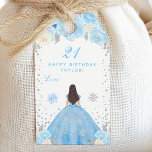 Blue Winter Brunette Hair Princess Birthday Party Gift Tags<br><div class="desc">This elegant and glamourous gift tag can be personalized with a name or title such as daughter, granddaughter, niece, friend etc. The design features a beautiful princess with brunette hair and fair skin in a blue ball gown. The text combines handwritten script and modern sans serif fonts for a classy...</div>