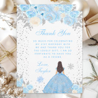 Blue Winter Brunette Hair Princess Birthday Party