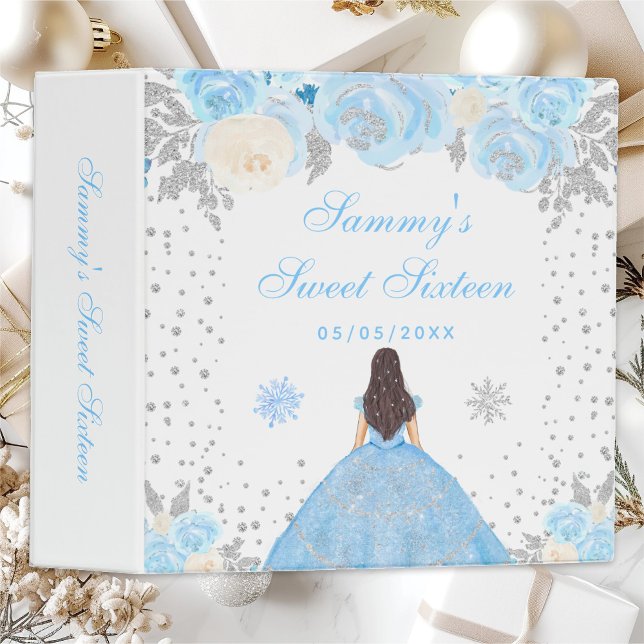 Blue Winter Brunette Hair Princess Sweet Sixteen Binder (Creator Uploaded)