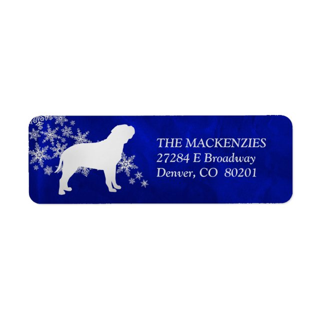 Blue Winter Bull Mastiff Adresse de retour (Devant)