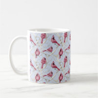 Blue Winter Cardinal Birds Pattern