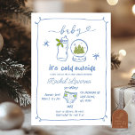 Blue Winter Christmas Hand Drawn Baby Shower Invitation<br><div class="desc">Cold Winter Baby Shower,  Snowflakes Christmas Baby Boy,  Snow Globe Baby Shower,  Snowball Baby Shower,  Blue Hand Drawn Bottle Baby Shower,  Sprinkle Christmas Baby Boy,  Snow in Love Christmas Baby Shower</div>