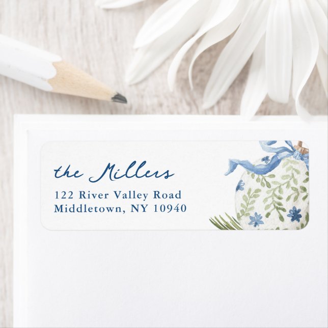 Blue Winter Christmas, Matching Return Address (Insitu)