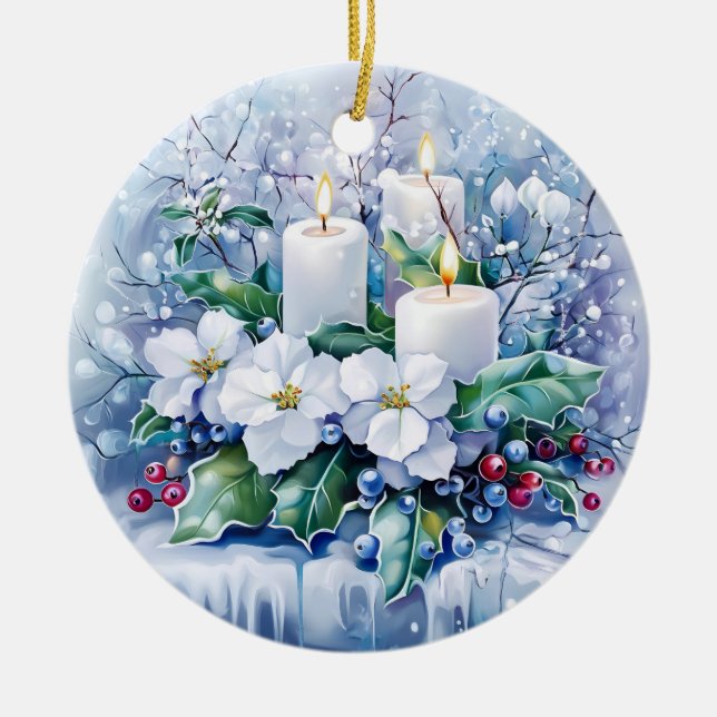 Blue Winter Christmas Ornament (Front)