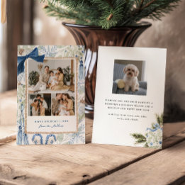 Blue Winter Christmas, Three Photo Holiday Card