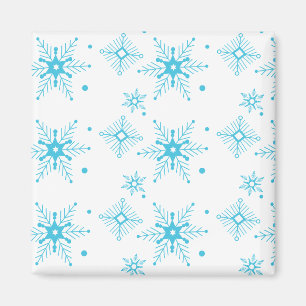 Blue Winter Christmas Whimisical Snowflakes Magnet
