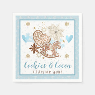 Blue Winter Cookies & Cocoa Baby Shower Napkin