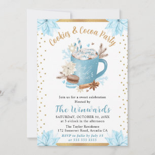 Blue Winter Cookies & Cocoa Party Invitation