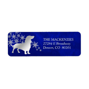 Blue Winter Dachshund Adresse de retour