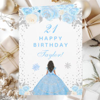 Blue Winter Dark Skin Princess Birthday Party