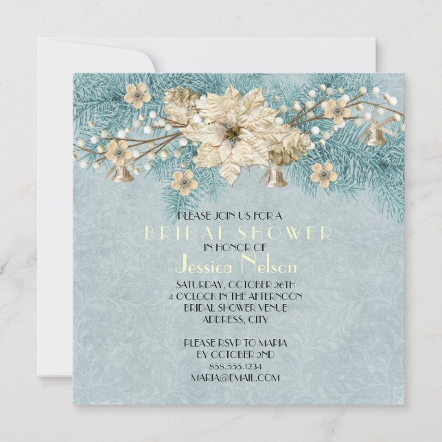 Blue Winter Day Bridal Shower Invitation (Front)
