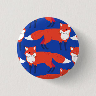 Blue Winter Forest Woodland Fox 1 Inch Round Button