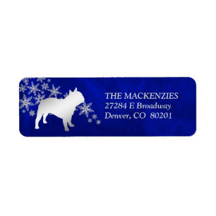 Blue Winter French Bulldog Adresse de retour