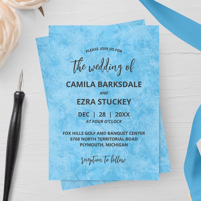 Blue Winter Frost Wedding Invitation (Creator Uploaded)