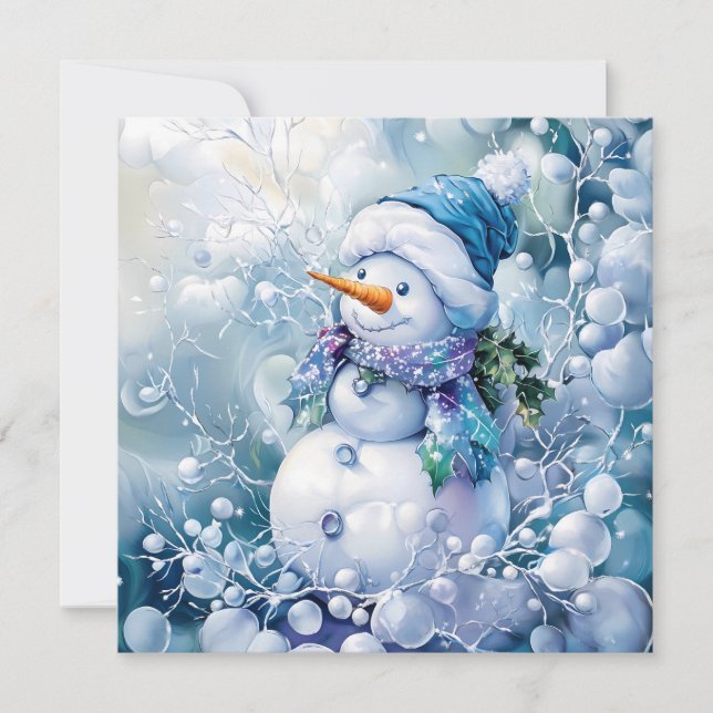 Blue Winter Greeting Card (Front)