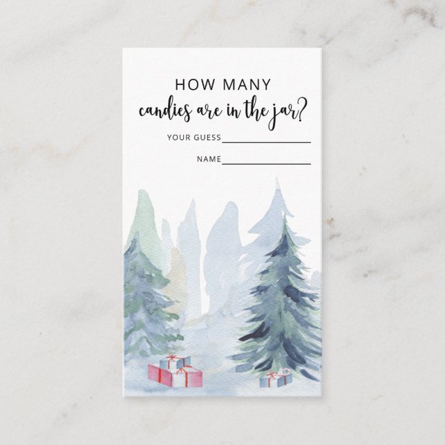 Blue winter guess how many candies enclosure card (Front)