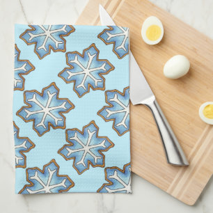 Blue Winter Holiday Hanukkah Christmas Snowflakes Kitchen Towel