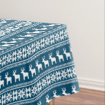 Blue Winter Holiday Snowflake Reindeer Pattern Tablecloth<br><div class="desc">Beautiful aegean blue Christmas tablecloth with pretty reindeer and white snowflakes on a cute retro holiday pattern. Cool winter deer gift.</div>