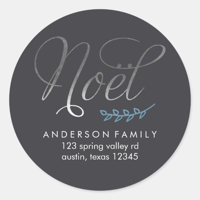 Blue Winter Joy Classic Round Sticker (Front)