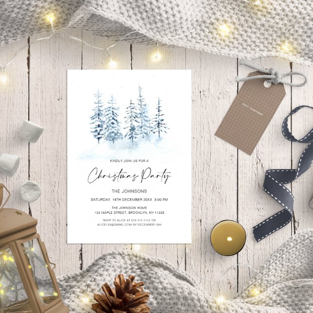 Blue Winter Landscape Christmas Party Invitation (Creator Uploaded)